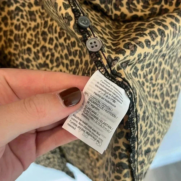 J CREW Leopard Print Cheetah Cotton Button Down size 6 Curvy - Picture 6 of 8